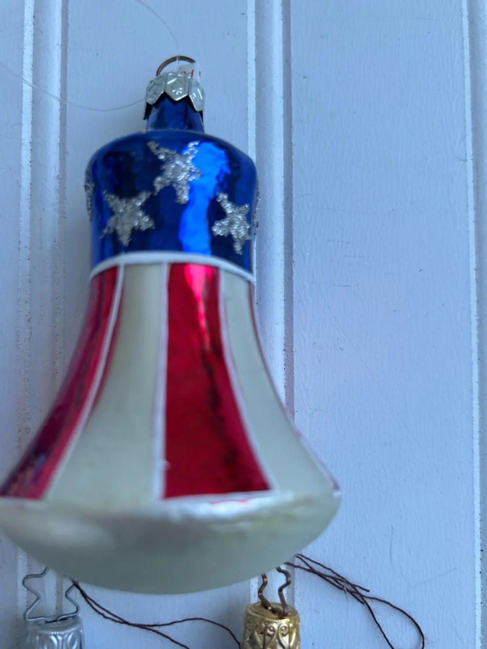 Glass Patriotic Holiday Ornaments 4th of the July Red White Blue Poland Lot of 5